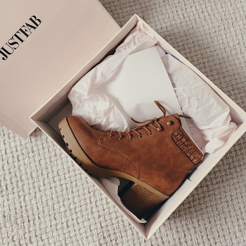Brown chunky booties